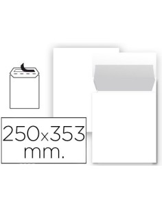 SOBRE LIDERPAPEL BOLSA N 10 BLANCO FOLIO PROLONGADO 250X353 MM TIRA DE SILICONA PAQUETE DE 25 UNIDADES