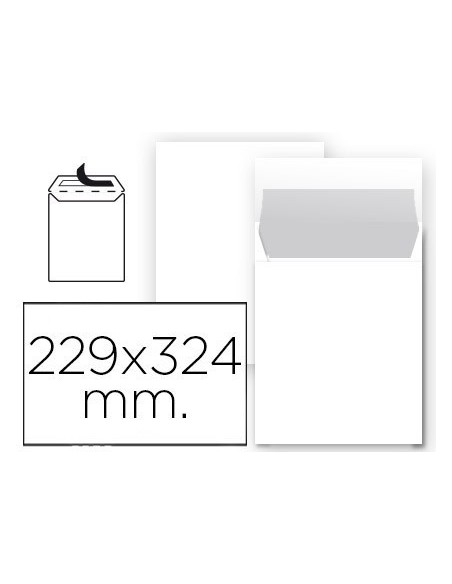 SOBRE LIDERPAPEL BOLSA N 8 BLANCO DIN 229X324 MM TIRA DE SILICONA PAQUETE DE 25 UNIDADES