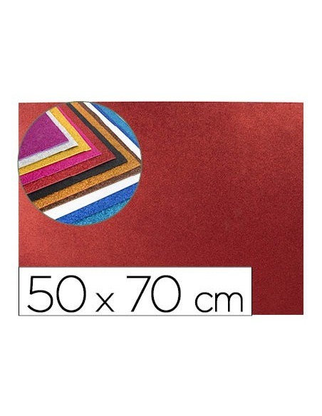 GOMA EVA CON PURPURINA LIDERPAPEL 50X70CM 60G/M2 ESPESOR 2MM ROJO