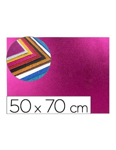 GOMA EVA CON PURPURINA LIDERPAPEL 50X70CM 60G/M2 ESPESOR 2MM ROSA