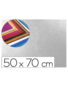 GOMA EVA CON PURPURINA LIDERPAPEL 50X70CM 60G/M2 ESPESOR 2MM PLATA