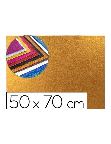 GOMA EVA CON PURPURINA LIDERPAPEL 50X70CM 60G/M2 ESPESOR 2MM NARANJA