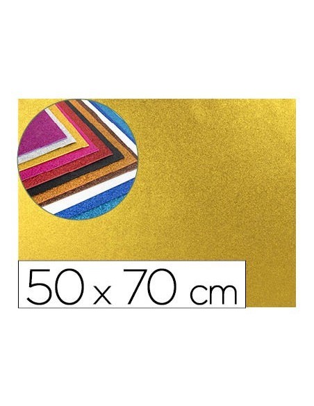 GOMA EVA CON PURPURINA LIDERPAPEL 50X70CM 60G/M2 ESPESOR 2MM ORO