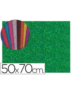 GOMA EVA CON PURPURINA LIDERPAPEL 50X70CM 60G/M2 ESPESOR 2MM VERDE