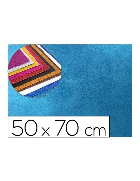 GOMA EVA CON PURPURINA LIDERPAPEL 50X70CM 60G/M2 ESPESOR 2MM AZUL CLARO