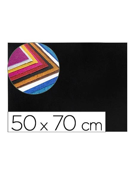 GOMA EVA CON PURPURINA LIDERPAPEL 50X70CM 60G/M2 ESPESOR 2MM NEGRO