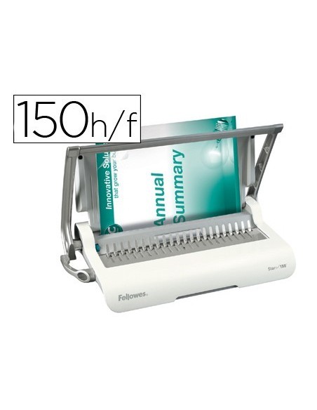 ENCUADERNADORA PARA CANUTILLO FELLOWES STAR+150 PERFORA 15 HOJAS TAMAÑO DIN A4 ENCUADERNA HASTA 150 HOJAS