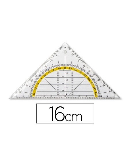 ESCUADRA LIDERPAPEL GEOMETRIA 16 CM PLASTICO CRISTAL