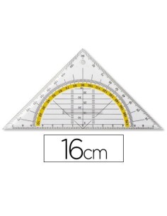 ESCUADRA LIDERPAPEL GEOMETRIA 16 CM PLASTICO CRISTAL CON PESTAÑA DE SUJECCION