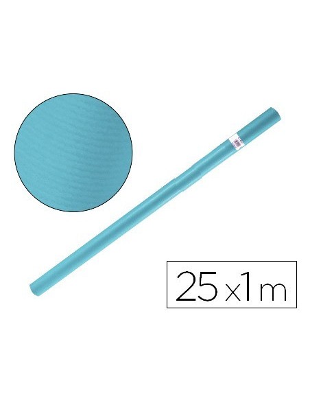 PAPEL KRAFT LIDERPAPEL AZUL TURQUESA ROLLO 25X1 MT
