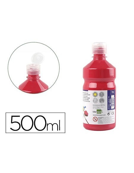 TEMPERA LIQUIDA LIDERPAPEL ESCOLAR 500 ML ROJO ESCARLATA