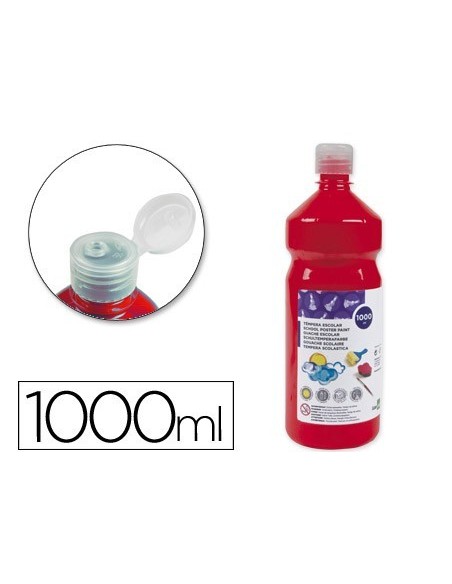 TEMPERA LIQUIDA LIDERPAPEL ESCOLAR 1000 ML ROJO ESCARLATA