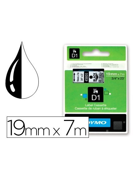 CINTA DYMO NEGRO TRANSPARENTE 19MM X 7 MT D1