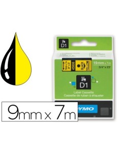 CINTA DYMO NEGRO AMARILLO 9MM X 7 MT D1