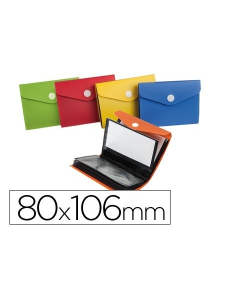 CARPETA LIDERPAPEL CLASIFICADOR DE TARJETAS PLASTICO PARA 40 TARJETAS 80X106 MM 5 COLORES SURTIDOS