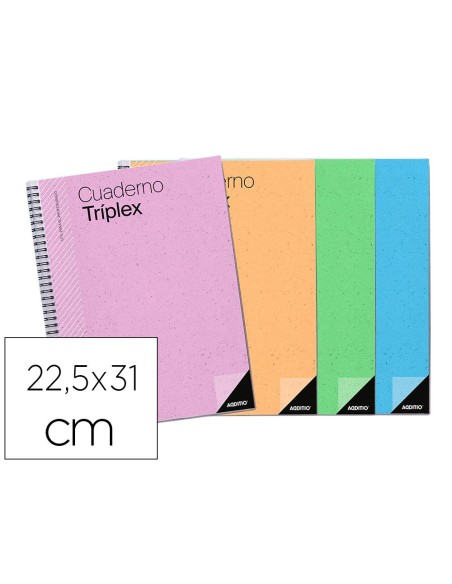 CUADERNO TRIPLEX ADDITIO PLAN DE CURSO EVALUACION AGENDA PLAN SEMANAL Y TUTORIAS FUNDAS TRANSPARENTES 22,5X31CM