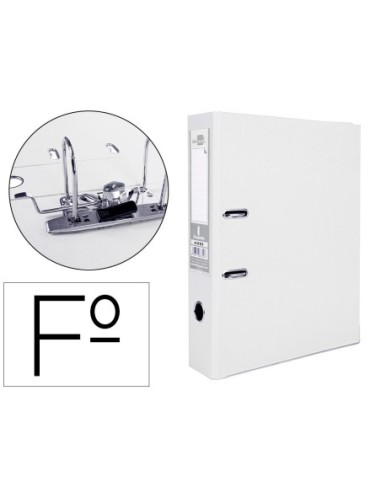 ARCHIVADOR DE PALANCA LIDERPAPEL FOLIO DOCUMENTA FORRADO PVC CON RADO LOMO 75MM BLANCO CON COMPRESOR