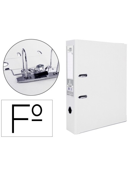 ARCHIVADOR DE PALANCA LIDERPAPEL FOLIO DOCUMENTA FORRADO PVC CON RADO LOMO 75MM BLANCO CON COMPRESOR