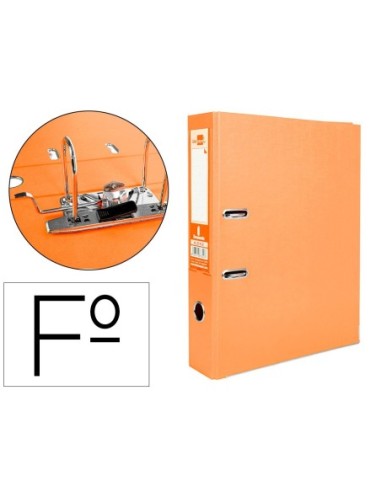 ARCHIVADOR DE PALANCA LIDERPAPEL FOLIO DOCUMENTA FORRADO PVC CON RADO LOMO 75MM NARANJA CON COMPRESOR