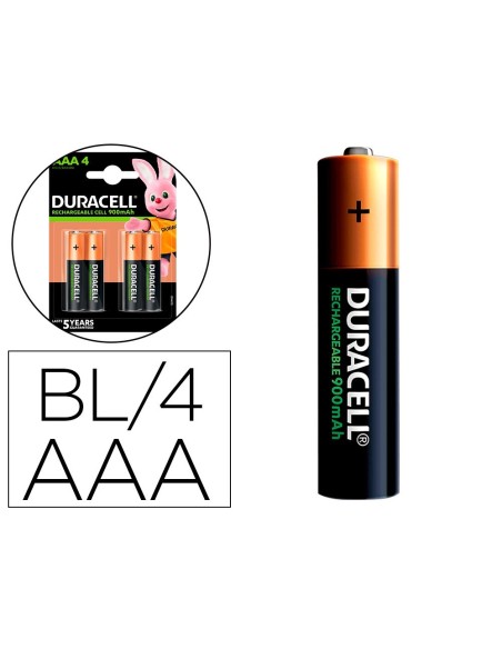 PILA DURACELL RECARGABLE STAYCHARGED AAA 900 MAH BLISTER DE 4 UNIDADES