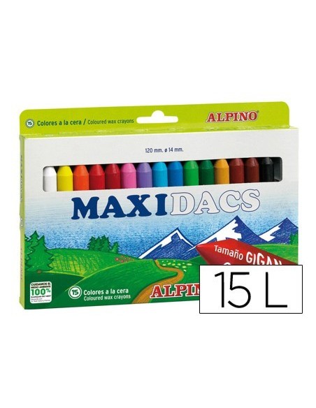 LAPICES CERA ALPINO MAXIDACS CAJA DE 15 UNIDADES COLORES SURTIDOS