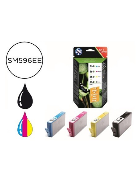 INK-JET HP 364XL NEGRO + TRICOLOR 750 PAGINAS