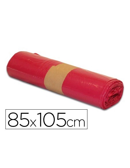 BOLSA BASURA INDUSTRIAL ROJA 85X105CM GALGA 110 ROLLO DE 10 UNIDADES