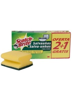 ESTROPAJO SALVAUÑAS SCOTCH BRITE FIBRA VERDE PAQUETE 3X2