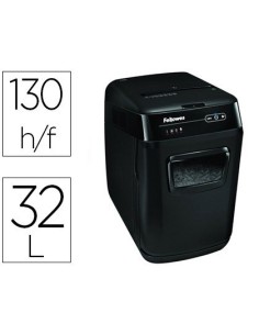 DESTRUCTORA DE DOCUMENTOS FELLOWES AUTOMAX 150C CAPACIDAD DE CORTE 150 HOJAS CLIPS GRAPAS TARJETAS Y CD 32L
