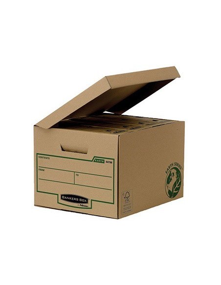 CAJON FELLOWES CARTON RECICLADO PARA ALMACENAMIENTO DE ARCHIVADORES CAPACIDAD 4 CAJAS DE ARCHIVO 80 MM