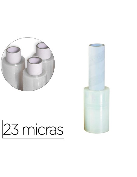 FILM EXTENSIBLE MANUAL ANCHO 100 MM ESPESOR 23 MICRAS 440 G TRANSPARENTE