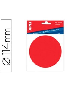 ETIQUETA ADHESIVA APLI 11909 VINILO ROJO SEÑALIZACION CRISTALES 114 MM DIAMETRO BLISTER DE 1 UNIDAD