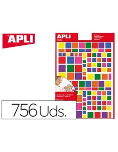GOMETS APLI AUTOADHESIVO CUADRADO MULTICOLOR BLISTER DE 756 UNIDADES SURTIDAS