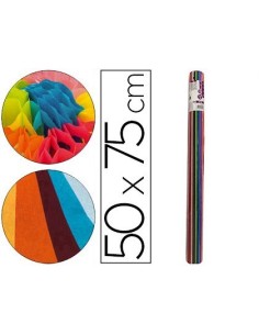 PAPEL SEDA LIDERPAPEL 12 COLORES SURTIDOS 17G/M2 ROLLO DE 24 HOJAS 50X75CM