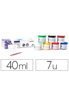 TEMPERA LIDERPAPEL ESCOLAR 40 ML 7 COLORES SURTIDOS + PINCEL