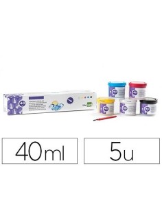 TEMPERA LIDERPAPEL ESCOLAR 40 ML 5 COLORES SURTIDOS + PINCEL