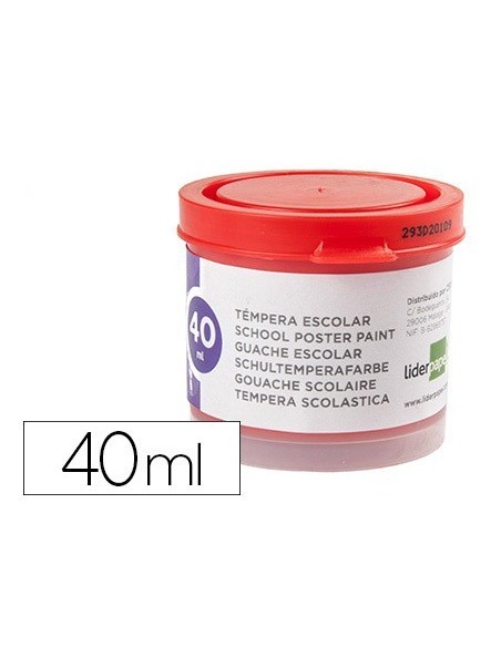 TEMPERA LIDERPAPEL ESCOLAR 40 ML ROJO