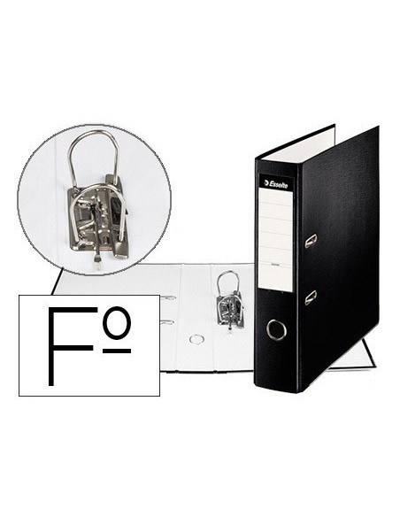 ARCHIVADOR DE PALANCA ESSELTE CARTON FORRADO PVC FOLIO LOMO DE 75 MM CON RADO NEGRO