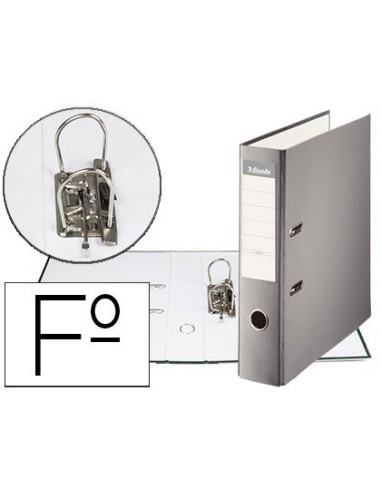 ARCHIVADOR DE PALANCA ESSELTE CARTON FORRADO PVC FOLIO LOMO DE 75 MM CON RADO GRIS