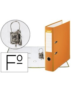 ARCHIVADOR DE PALANCA ESSELTE CARTON FORRADO PVC FOLIO LOMO DE 75 MM CON RADO NARANJA