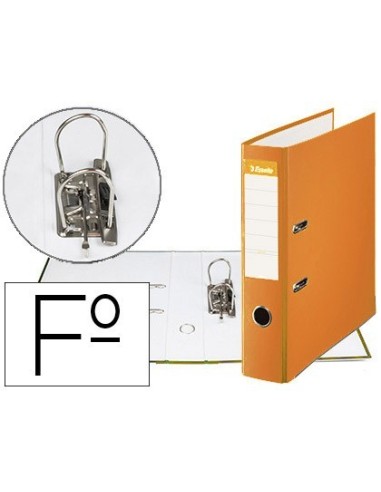 ARCHIVADOR DE PALANCA ESSELTE CARTON FORRADO PVC FOLIO LOMO DE 75 MM CON RADO NARANJA