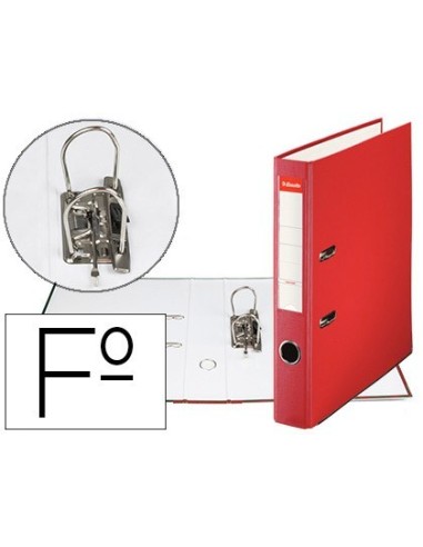 ARCHIVADOR DE PALANCA ESSELTE CARTON FORRADO PVC FOLIO LOMO DE 50 MM CON RADO ROJO