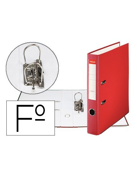 ARCHIVADOR DE PALANCA ESSELTE CARTON FORRADO PVC FOLIO LOMO DE 50 MM CON RADO ROJO