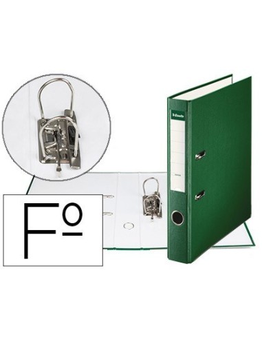 ARCHIVADOR DE PALANCA ESSELTE CARTON FORRADO PVC FOLIO LOMO DE 50 MM CON RADO VERDE