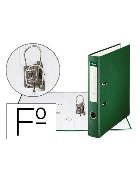 ARCHIVADOR DE PALANCA ESSELTE CARTON FORRADO PVC FOLIO LOMO DE 50 MM CON RADO VERDE
