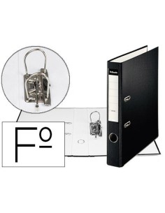 ARCHIVADOR DE PALANCA ESSELTE CARTON FORRADO PVC FOLIO LOMO DE 50 MM CON RADO NEGRO