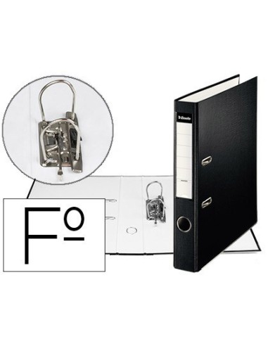 ARCHIVADOR DE PALANCA ESSELTE CARTON FORRADO PVC FOLIO LOMO DE 50 MM CON RADO NEGRO