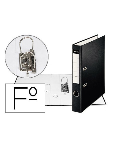 ARCHIVADOR DE PALANCA ESSELTE CARTON FORRADO PVC FOLIO LOMO DE 50 MM CON RADO NEGRO
