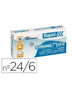 GRAPAS RAPID N. 24/6 STRONG GALVANIZADAS CAJA DE 1000 UNIDADES