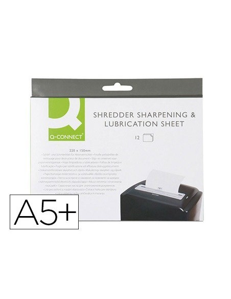 HOJAS LUBRICANTES Y AFILADORAS Q-CONNECT PARA DESTRUCTORA PAQUETE DE 12 HOJAS TAMAÑO 220X150 MM